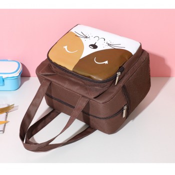 Темосумка для ланчу/lunch bag з кишенею Кошеня, коричнева
