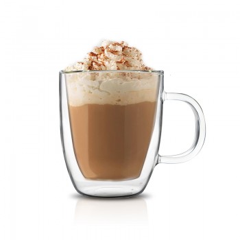 Скляна чашка з подвійним дном, 475 мл, широке горлечко