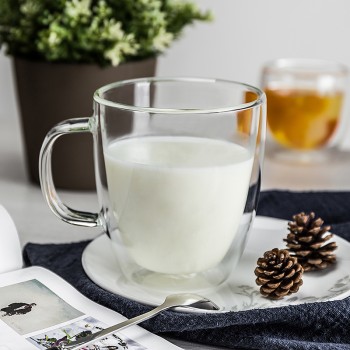 Скляна чашка з подвійним дном, 475 мл, широке горлечко