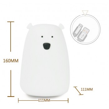 Сенсорный мягкий ночник Мишка с usb, 1200мАч, белый