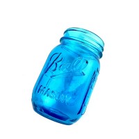 Банка Ball Mason Jars с трубочкой и 2 крышками, Голубой 400 мл