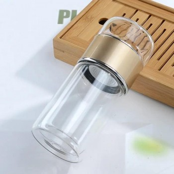Стеклянный термос с двойными стенками для чая Infuser 280 мл, золотой