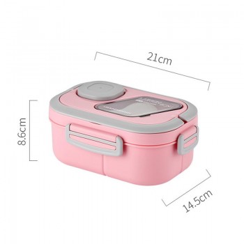 Набор для обеда Chao 3в1, двухуровневый ланч-бокс 1200 мл, герметичная супница 600 мл и термосумка, розовый