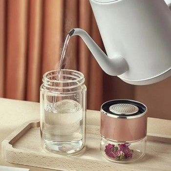 Стеклянный термос с двойными стенками для чая Infuser 280 мл, черный