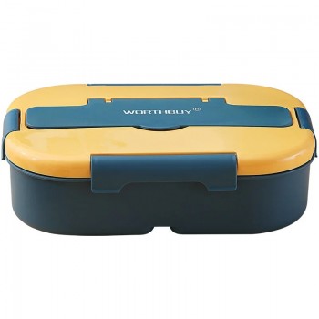 Ланч бокс на 4 отдела с приборами и соусницей Narrow 1.4л синий