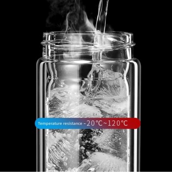 Стеклянный термос с двойными стенками для чая Infuser 280 мл, черный