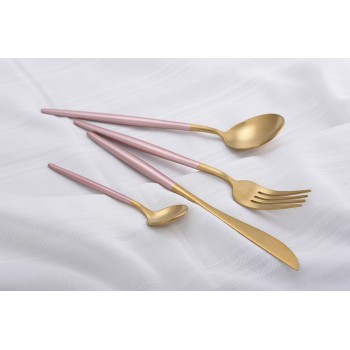 Набір столових приладів з 4 предметів, Золото з рожевим