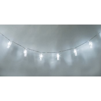 Гірлянда Прищіпки для фото 1.7м, біле світло, 10 шт
