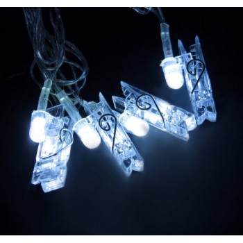 Гірлянда Прищіпки для фото 1.7м, біле світло, 10 шт