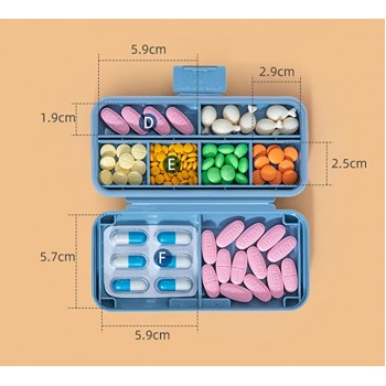 Органайзер для таблеток - таблетниця Double Pillbox на 8 відділень, рожевий