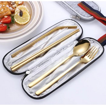 Набір столових приладів 5 предметів, у чохлі Luxe, золотий