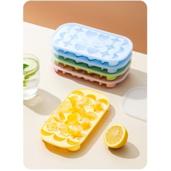 Силіконова форма для льоду сердечка, зірочки Ice Tray 18, блакитна