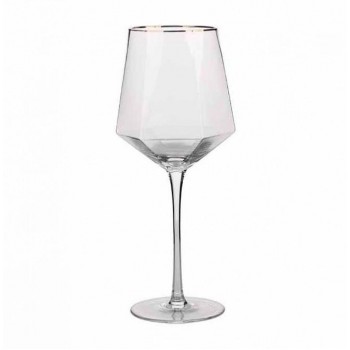 Оригинальный бокал для шампанского Diamond 450 мл, золотой ободок