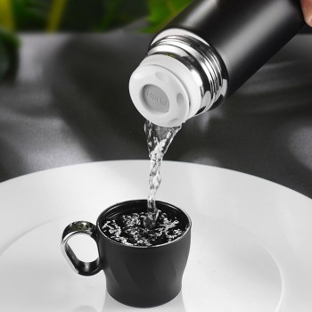 Металлический термос Mini ring cup с крышкой-чашкой, 500 мл - черный