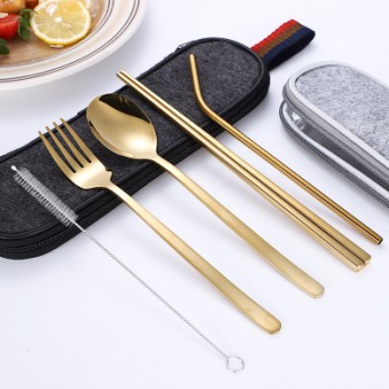 Набір столових приладів 5 предметів, у чохлі Luxe, золотий