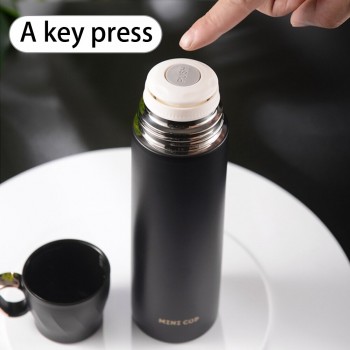 Металлический термос Mini ring cup с крышкой-чашкой, 500 мл - черный