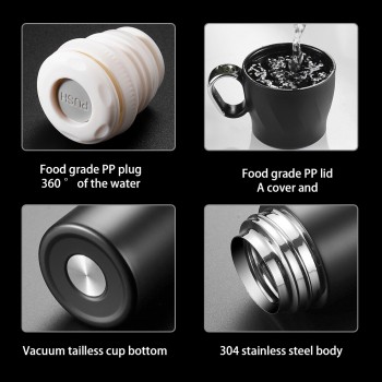 Металлический термос Mini ring cup с крышкой-чашкой, 500 мл - черный