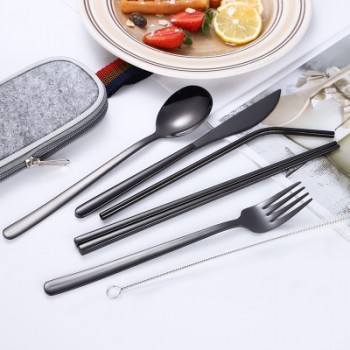 Набір столових приладів 5 предметів, в чохлі Luxe, чорний