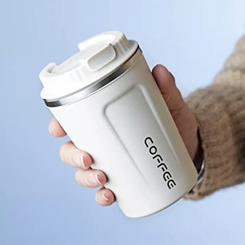 Металлическая термокружка Coffe Tumbler 380 мл - белая