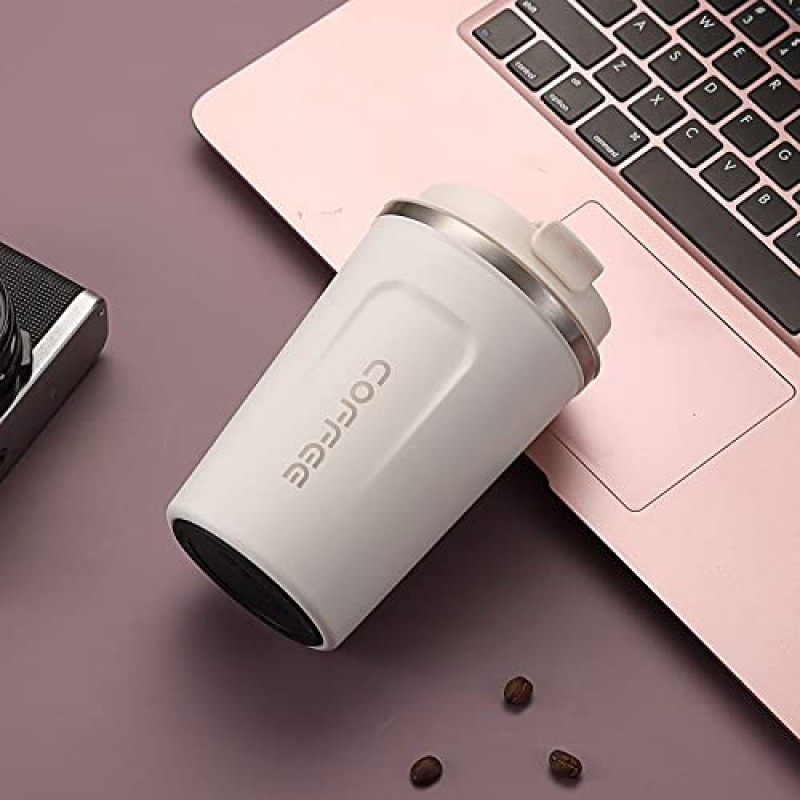 Металлическая термокружка Coffe Tumbler 380 мл - белая