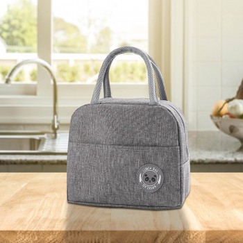 Ланч бэг - термосумка для еды с собой Panda, серая