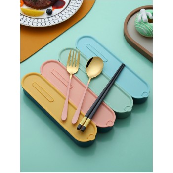 Набір столових приборів у футлярі 3 предмети Portable, Золотий з рожевим