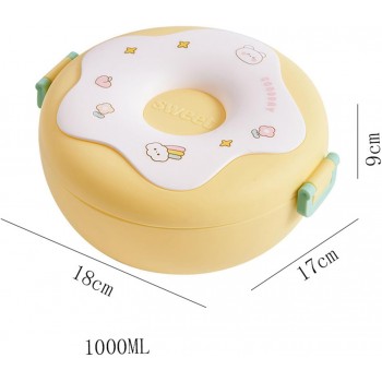 Круглый ланч бокс с приборами Donut 1000 мл, желтый