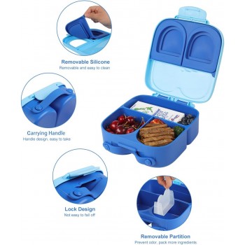 Якісний дитячий ланч бокс на 3 герметичні секції Bunny 1.4л, синій