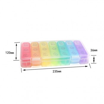 Большая таблетница - органайзер для таблеток с ячейками по дням 7х3, радуга