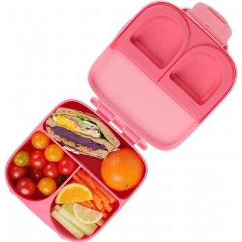 Якісний дитячий ланч бокс на 3 герметичні секції Bunny 1.4л, рожевий 