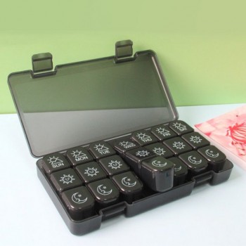 Большая таблетница - органайзер для таблеток с ячейками по дням 7х3, черная