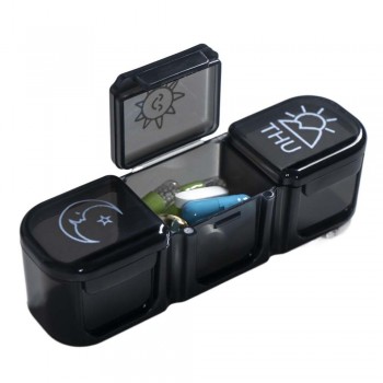 Большая таблетница - органайзер для таблеток с ячейками по дням 7х3, черная