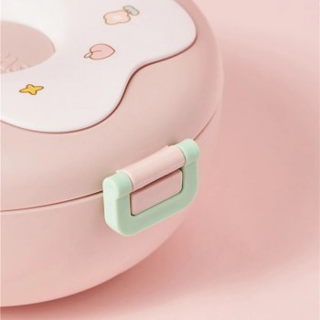 Круглый ланч бокс с приборами Donut 1000 мл, розовый