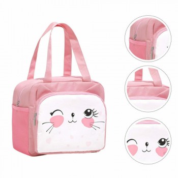 Термосумка для ланчу/lunch bag з кишенею Зайчик, рожева