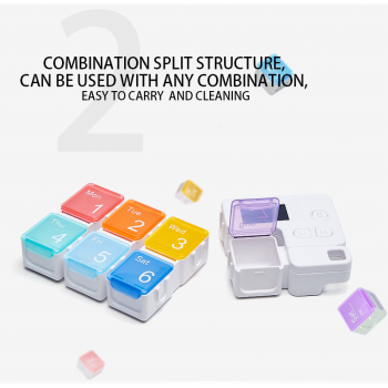 Таблетниця з таймером нагадуванням на 7 днів Tetris, райдужна