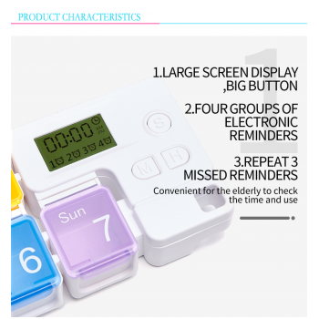 Таблетниця з таймером нагадуванням на 7 днів Tetris, райдужна