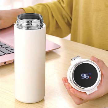 Умный термос с датчиком температуры и дисплеем Vacuum 420 мл - бежевый