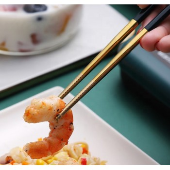 Набір металевих столових приборів у футлярі 3 предмети, Золотий із зеленим