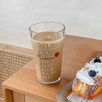 Стеклянный стакан с крышкой и трубочкой для кофе и напитков в корейском стиле - Drink List, 480 мл