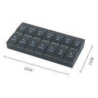 Таблетница All Black на неделю утро/вечер 14 отделений, Pill box 7days, черная