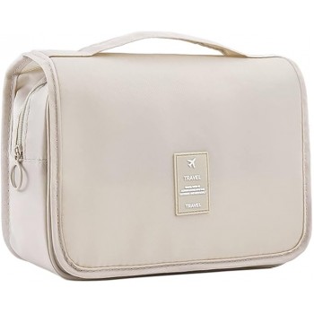Подвесная косметичка для путешествий прозрачная внутри Travel, Бежевая