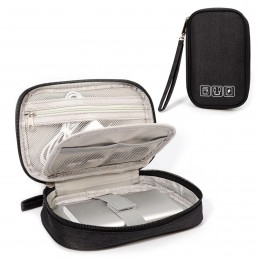 Компактный дорожный органайзер для кабелей и электроники Mini Cable двухслойный, черный