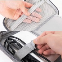 Компактный дорожный органайзер для кабелей и электроники Mini Cable двухслойный, серый