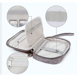 Компактный дорожный органайзер для кабелей и электроники Mini Cable двухслойный, серый