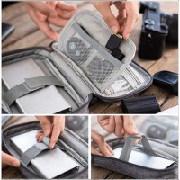 Компактный дорожный органайзер для кабелей и электроники Mini Cable двухслойный, серый