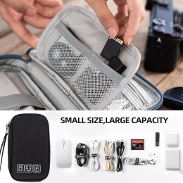 Компактный дорожный органайзер для кабелей и электроники Mini Cable двухслойный, черный