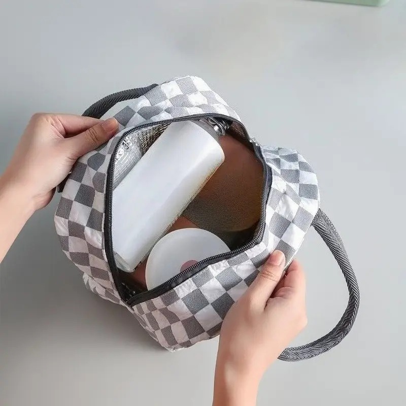 Стильная термосумка для еды с собой, ланч-бокса на 5 л Chess, серо-белая