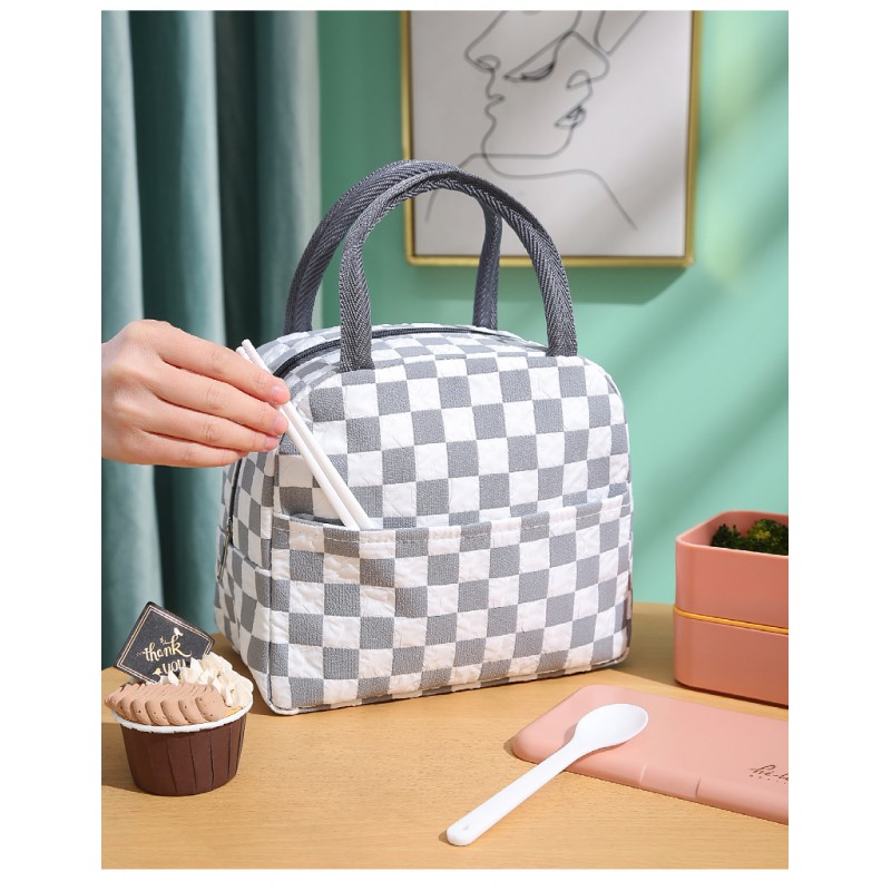 Стильная термосумка для еды с собой, ланч-бокса на 5 л Chess, серо-белая