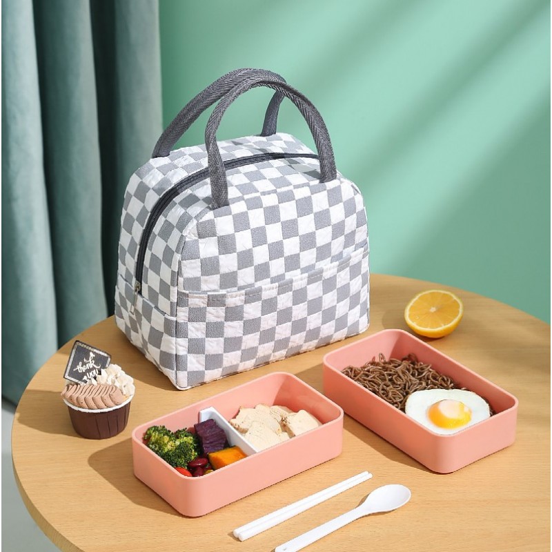 Стильная термосумка для еды с собой, ланч-бокса на 5 л Chess, серо-белая