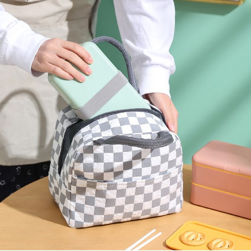 Стильная термосумка для еды с собой, ланч-бокса на 5 л Chess, серо-белая